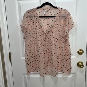 Elle Pink Ruffled Cap Sleeve Blouse